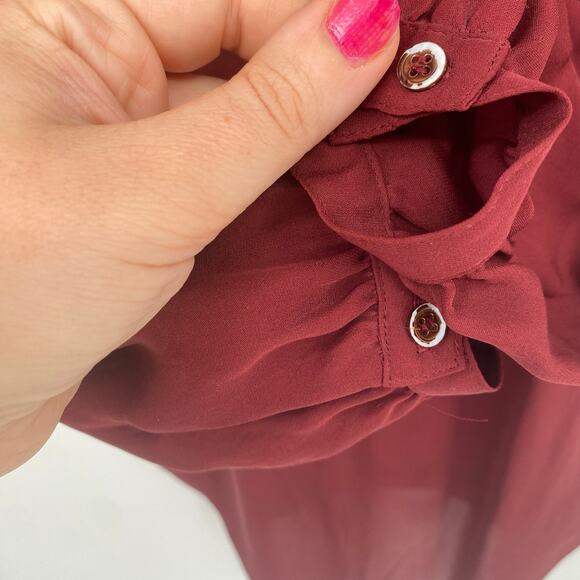 Haute Hippie Women's Silk Burgundy Red Draped Front Blouse Size Small - Picture 7 of 12